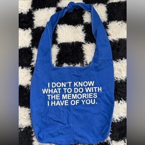 Blue Quote Tote Bag – Indie Graphic Sad Girl Aesthetic